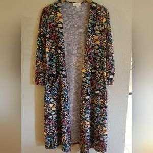 LulaRoe womens long floral cardigan size small